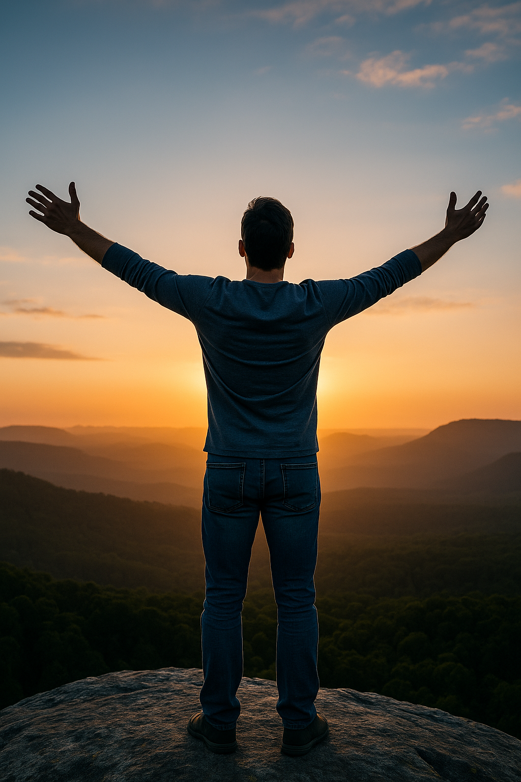 Persona caminando hacia la luz como símbolo de transformación y crecimiento personal